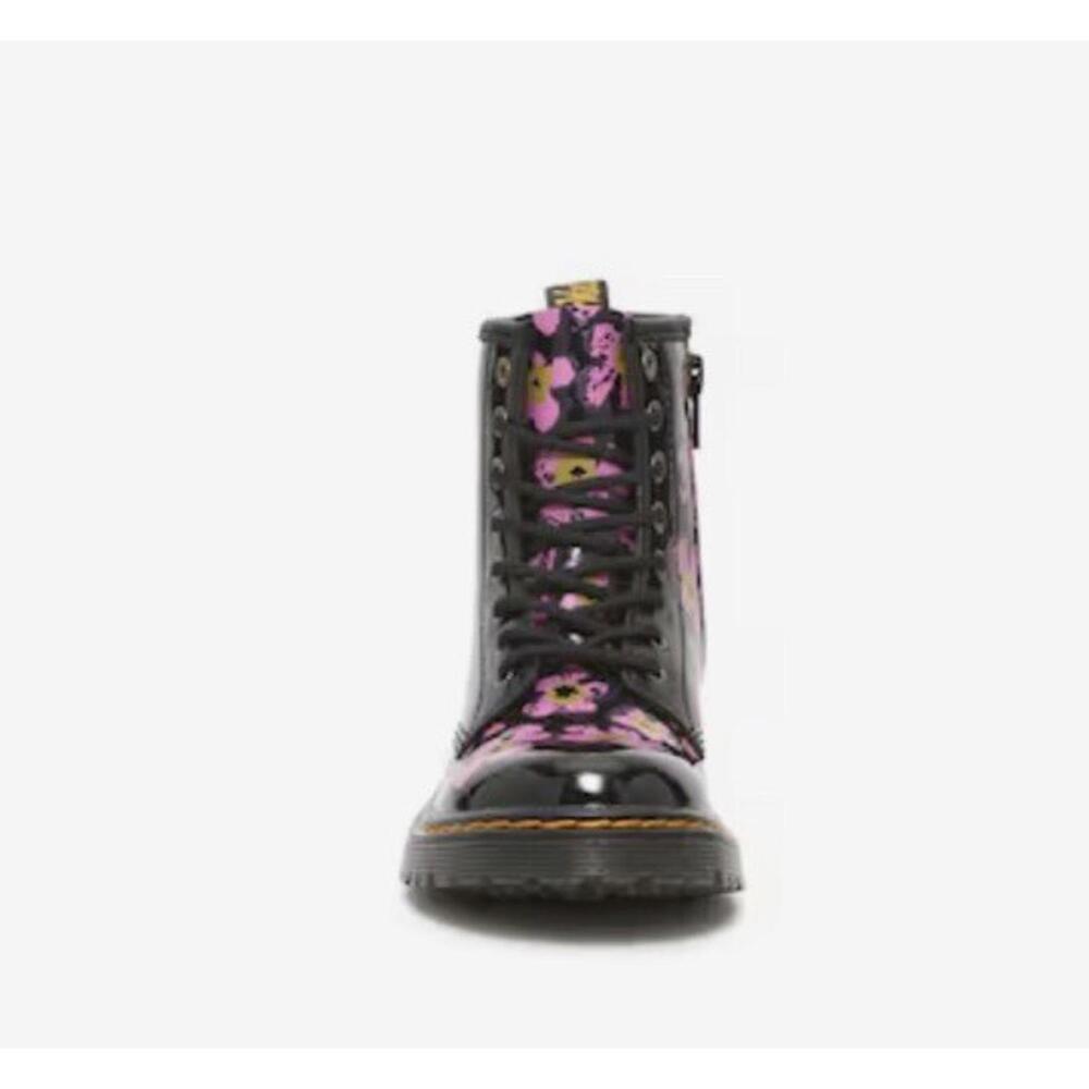 Girl's Boots Dr. Martens Pansey Fayre Boot Patent Lamper Size US 3 Black/Pink - Picture 2 of 8